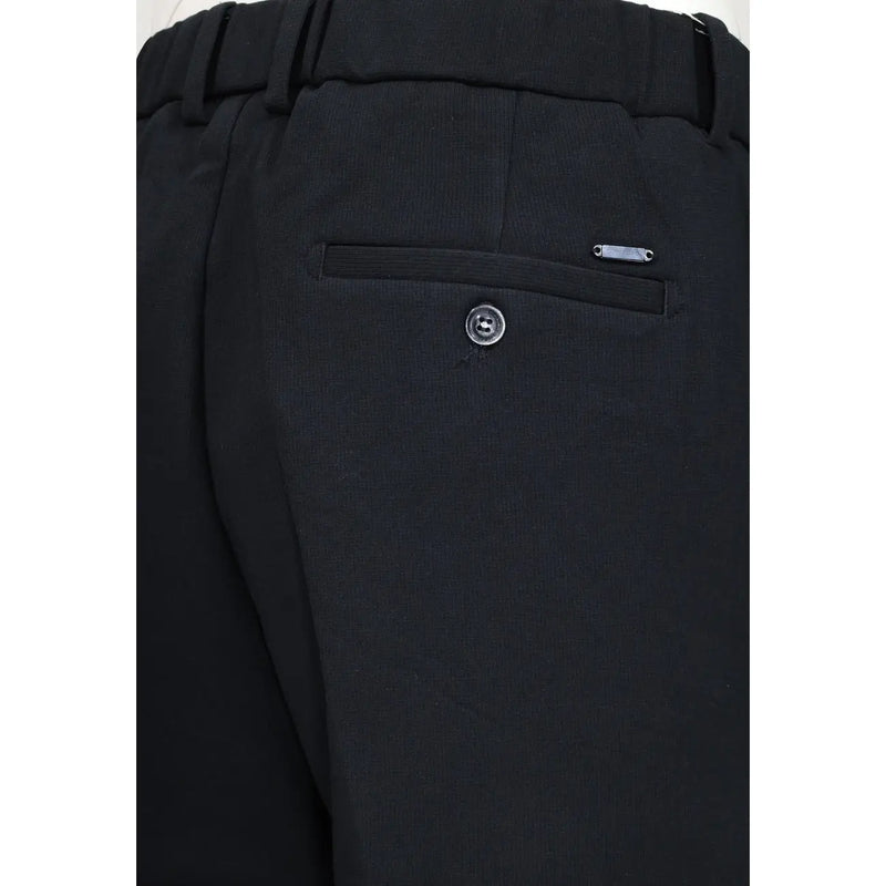 Schwarzer, maßgeschneiderter Gianni Lupo Herren-Freizeithose aus Polyester mit elegantem, strukturiertem Design und dezenter Textur