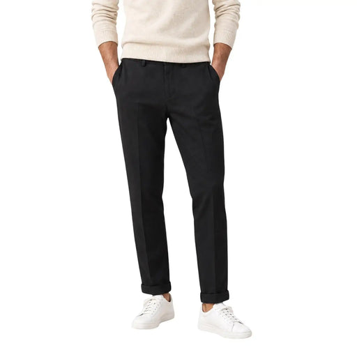 Black slim fit tailored trousers with rolled cuffs for men made of polyester by Gianni Lupo casual wear