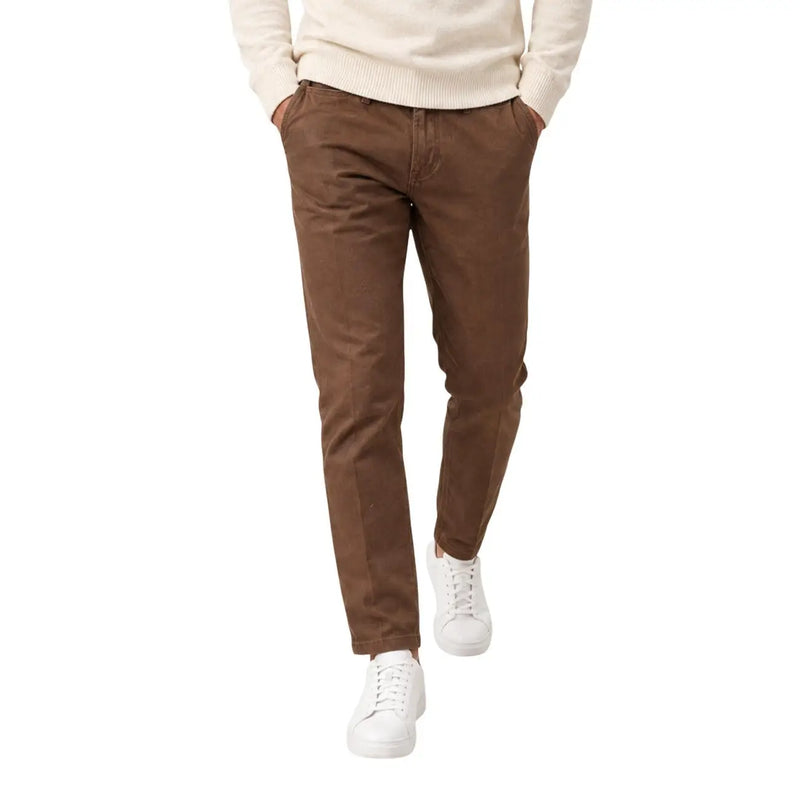Gianni lupo men cotton trousers in brown slim fit chino design showcasing classic style and comfort