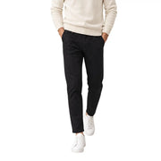 Black slim-fit cotton chinos gianni lupo men trousers with subtle texture and classic five-pocket design
