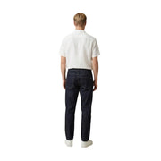 Dark blue cotton stretch slim fit jeans for men by gianni lupo showing the back side with classic pockets