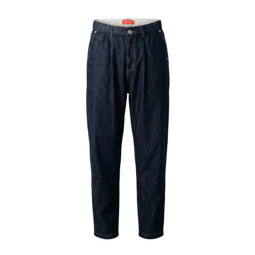 Gianni lupo men jeans blue cotton stretch slim fit dark indigo denim trousers with relaxed fit and elastic waistband