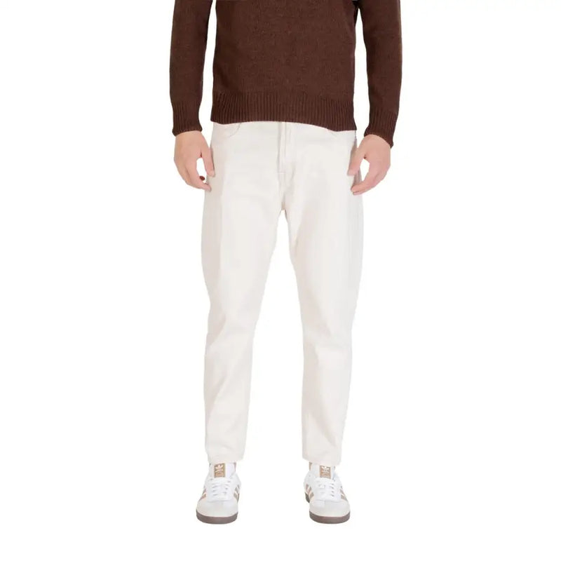 Cream-colored slim-fit gianni lupo men jeans white cotton denim trousers gl6228q-f25 with a modern cut