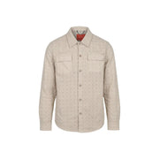 Beige Gianni Lupo men shirt with subtle geometric pattern and two chest pockets in button-up style