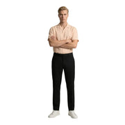 A pair of sleek black tailored trousers with straight-leg cut and subtle creases from Gianni Lupo men shirt collection