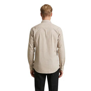Beige textured cotton dress shirt with classic collar and buttoned cuffs by gianni lupo for men