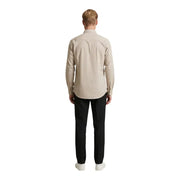 Beige long-sleeved tailored dress shirt with classic collar by Gianni Lupo for men