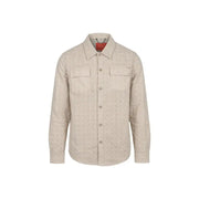 Beige Gianni Lupo men shirt with subtle geometric pattern and two chest pockets in button-up style