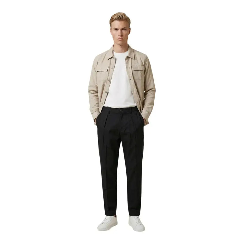 Beige Gianni Lupo men shirt designed as a utility jacket with button closures and flap pockets