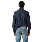 Gianni Lupo men shirt in dark blue denim with classic collar and buttoned cuffs for a stylish casual look
