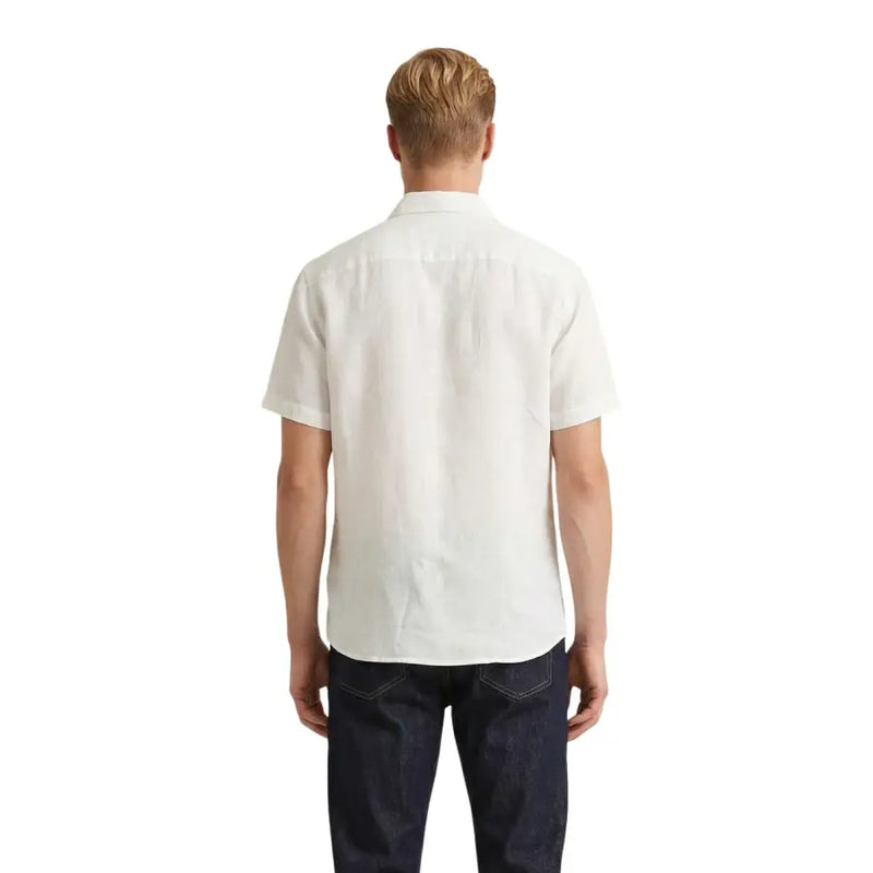 Gianni Lupo men shirt white short-sleeved button-up with classic collar and subtle texture for formal wear