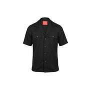 Gianni Lupo men shirt black short-sleeved button-up with collar and two chest pockets for casual wear