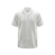 Gianni Lupo men shirt in crisp white short-sleeved button-up design with classic collar and subtle texture
