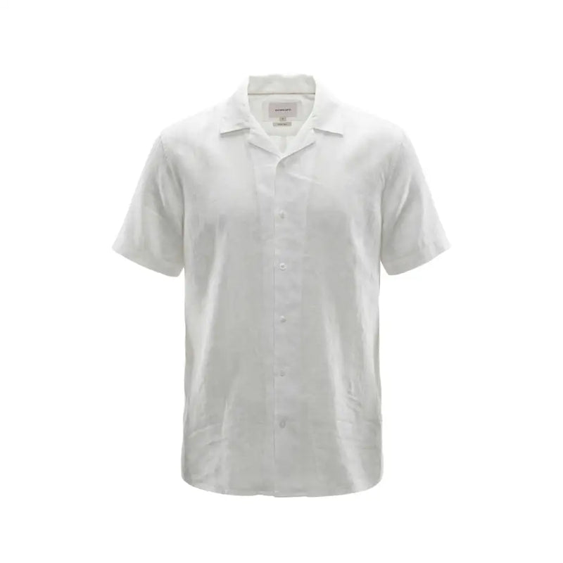 Gianni Lupo men shirt in crisp white short-sleeved button-up design with classic collar and subtle texture