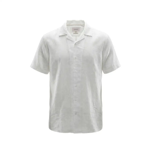 Gianni Lupo men shirt in crisp white short-sleeved button-up design with classic collar and subtle texture