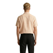 Gianni Lupo men shirt in light peach with classic collar short sleeves and subtle fabric texture for formal wear