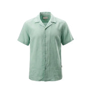 Gianni Lupo men shirt in light mint green short-sleeved button-up with classic collar and subtle texture