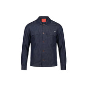 Gianni Lupo men shirt dark blue denim jacket with two chest pockets and brown buttons made of denim material