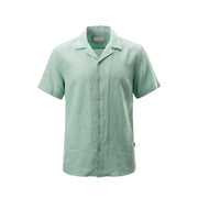 Gianni Lupo men shirt in light mint green short-sleeved button-up with classic collar and subtle texture