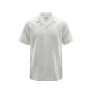 Gianni Lupo men shirt in crisp white short-sleeved button-up design with classic collar and subtle texture