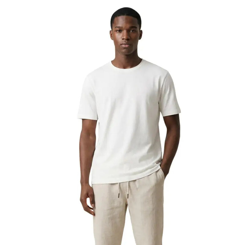 Gianni Lupo hommes t-shirt en blanc à manches courtes, confectionné dans un mélange de coton doux pour un confort optimal.