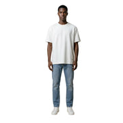 Gianni Lupo men t shirt white round neck 100% cotton with subtle texture and small logo on lower left side