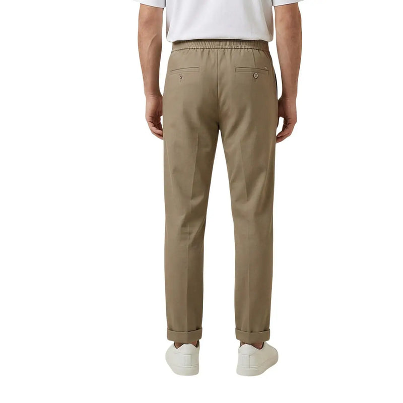 Gianni Lupo men trousers khaki slim fit with elastic waistband and rolled cuffs for comfortable casual wear