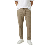 Gianni Lupo men trousers in khaki relaxed-fit chino style with drawstring waistband and rolled cuffs