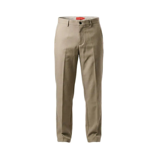 Khaki-colored Gianni Lupo men trousers with a straight-leg cut made from polyester viscose stretch fabric