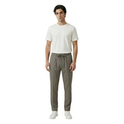 Gianni Lupo men trousers green polyester viscose with olive green drawstring relaxed fit and subtle pleats