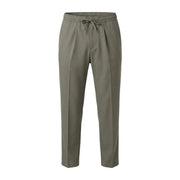 Olive green gianni lupo men trousers with drawstring waist sleek tailored fit polyester viscose blend