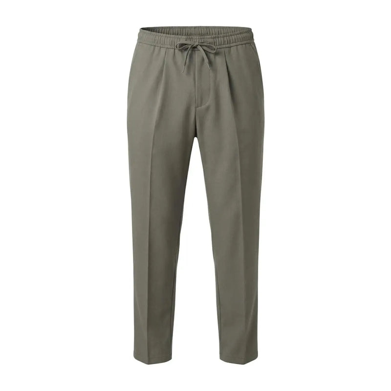 Olive green gianni lupo men trousers with drawstring waist sleek tailored fit polyester viscose blend