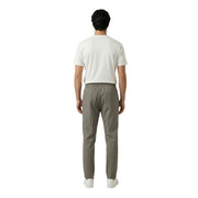 A pair of slim-fit khaki gianni lupo men trousers with elastic waistband made of polyester viscose gl002lt