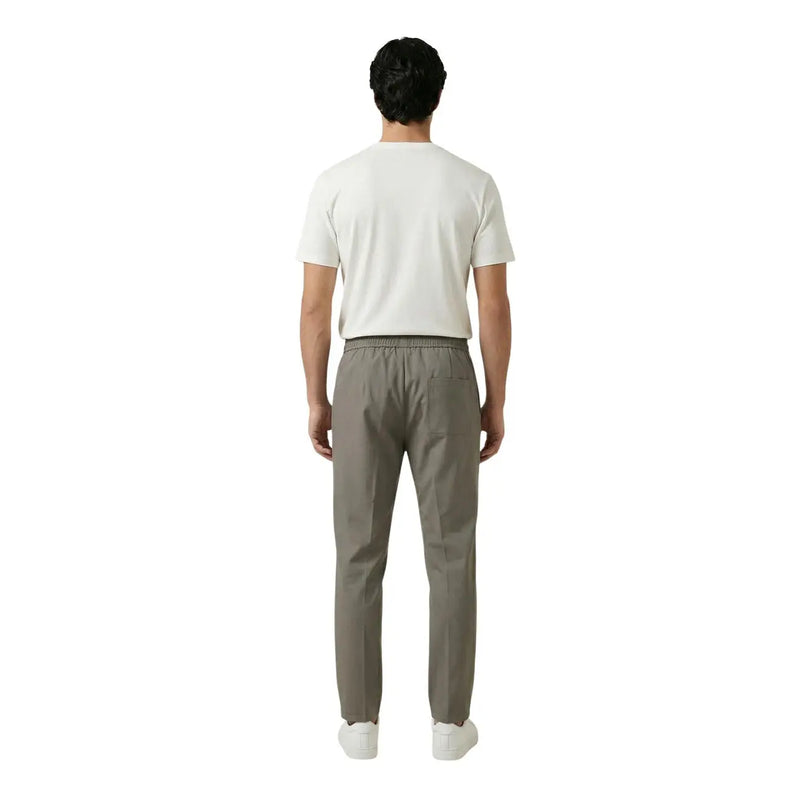 A pair of slim-fit khaki gianni lupo men trousers with elastic waistband made of polyester viscose gl002lt
