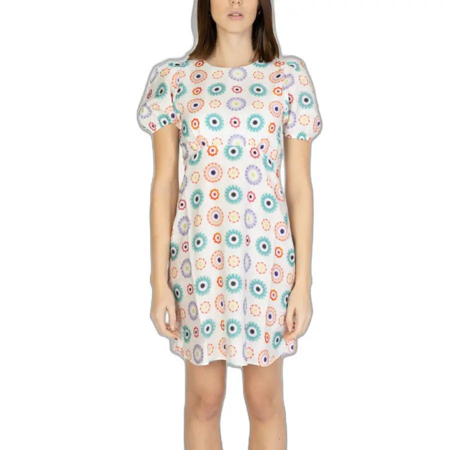 Urban style girl wearing Desigual Women Dress with flower pattern - trendy clothing