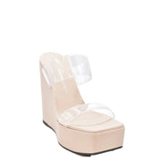 Giuseppe Zanotti beige leather platform wedge sandals for women