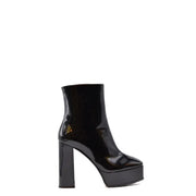 Giuseppe Zanotti black patent leather platform ankle boots with chunky heel and gold logo