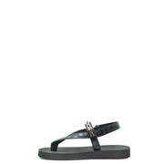 Schwarze Herren-Ledersandalen von Giuseppe Zanotti mit schwarzem Zehensteg in Krokodiloptik und goldfarbener Logoschnalle