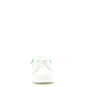 Giuseppe Zanotti men leather white low-top sneakers with neon green zipper accents on the sides V25114