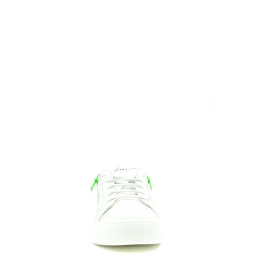 Giuseppe Zanotti Herren Leder weiß niedrigtop Sneaker mit neongrünen Reißverschlussakzenten an den Seiten V25114
