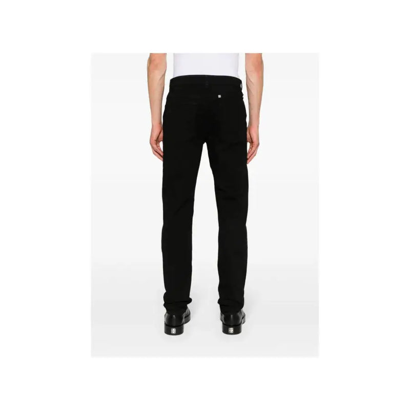 Black cotton slim fit stretch denim jeans for men by Givenchy featuring subtle stitching details