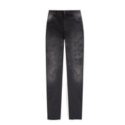 Givenchy men grey cotton jeans made in Italy with black distressed denim, subtle fade, and side zipper details