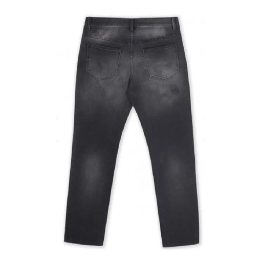 Givenchy men grey cotton jeans made in italy size it 44810 showing backside with faded black distressed denim and classic pockets