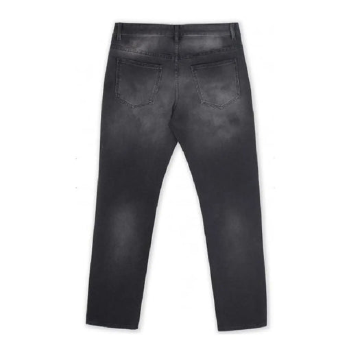 Givenchy men grey cotton jeans made in italy size it 44810 showing backside with faded black distressed denim and classic pockets