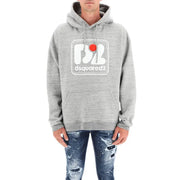Gray hooded sweatshirt displayed for a product listing