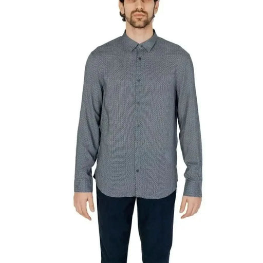 Armani Exchange Classic Grey Linen Shirt for Men Armani Exchange Classic Grey Linen Shirt for Men