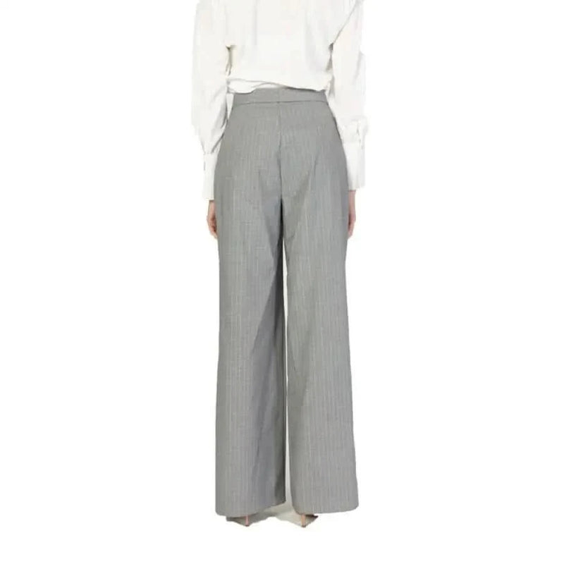 Gray pinstriped wide-leg dress pants from Rinascimento Women Trousers collection