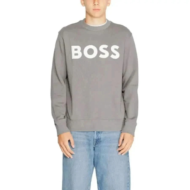 Gray Boss Men sweatshirt with BOSS printed in white letters on the front