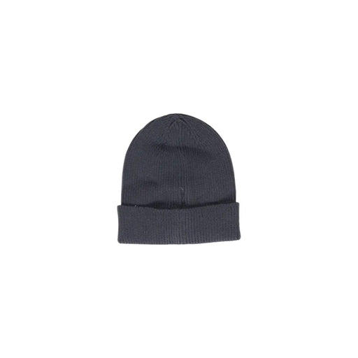 Dark gray ribbed knit beanie with folded cuff, a grey plain slip on winter cap for women