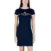 Navy blue Guess California T-shirt dress with white trim on collar cuffs
